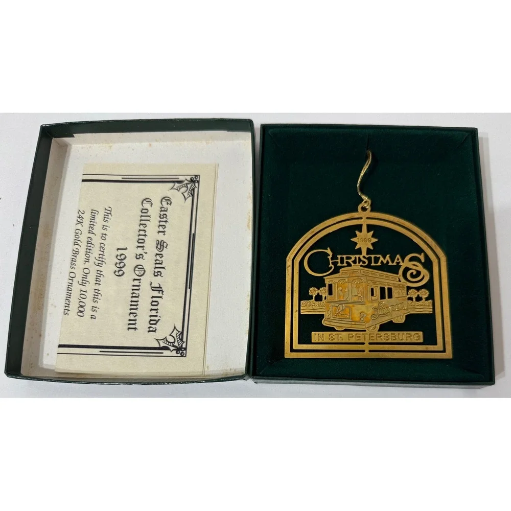 Easter Seals Florida 1999 24K Gold Brass Ornament St Petersburg Looper Trolley